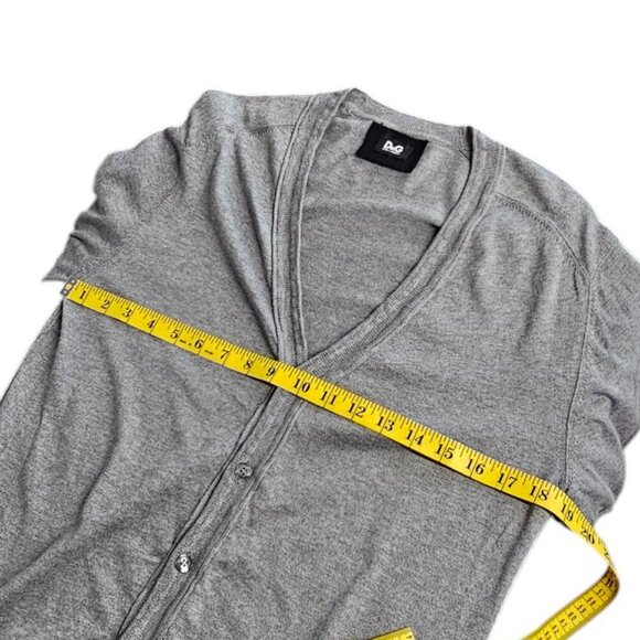 Dolce & Gabanna D&G Short Sleeve Silk Cotton Button Up Cardigan, Gray, 50 / US L - Picture 7 of 12